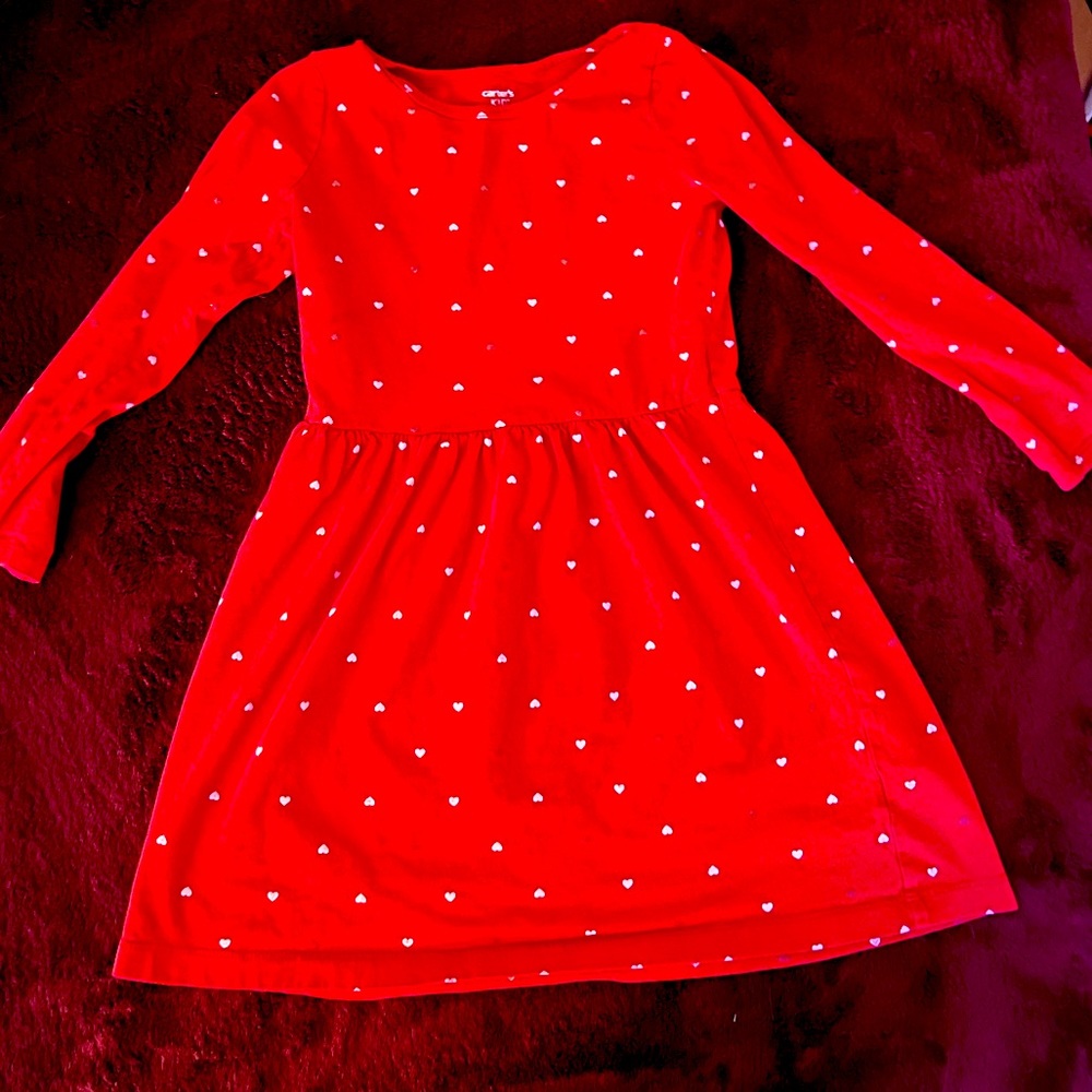 Carters Girls Long Sleeve Red Heart Dress Size 7!